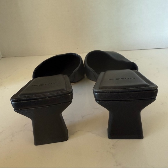 Vince Electra Square-Toe Leather Heeled Mules – Black – Size 6 (New, No Box) - Picture 4 of 4